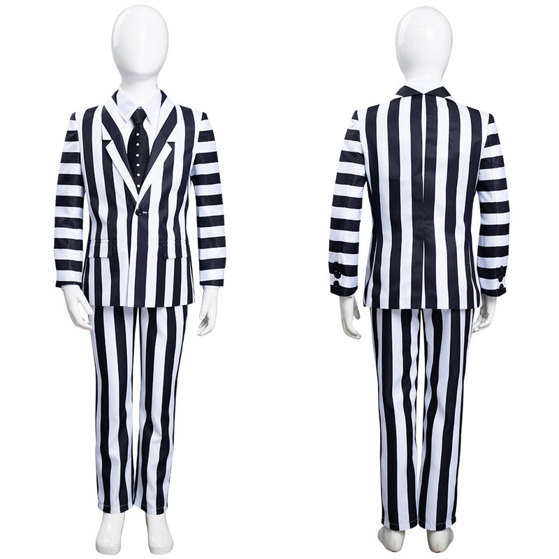 Beetlejuice Kids Children Striped Uniform Pants Halloween Carnival Suit Cosplay Costume