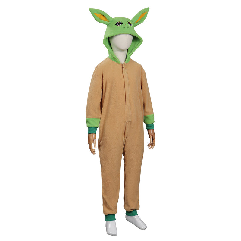 Baby Yoda Jumpsuit Sleepwear Pajams Outfits Halloween Cosplay Costume for Kids Children