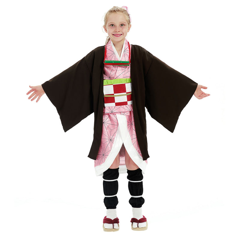 Demon Slayer: Kimetsu no Yaiba Kamado Nezuko Kids Kimono Anime Cosplay Costume