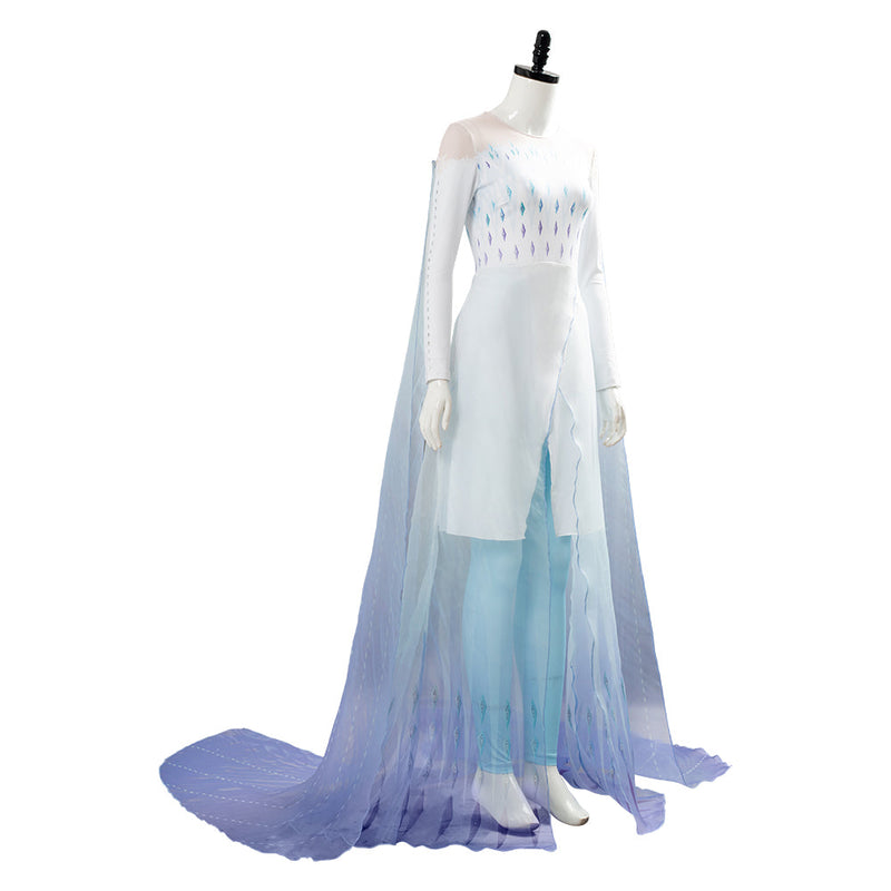 Frozen 2 Elsa Ahtohallan Cave Queen White Gown Cosplay Costume