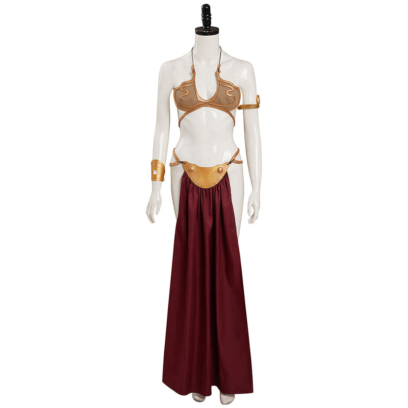 Star Wars：Return of the Jedi Leia Cosplay Costume Slave Leia Metal Bikini Outfits Halloween Carnival Suit