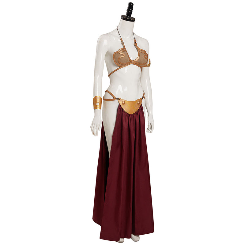 Star Wars：Return of the Jedi Leia Cosplay Costume Slave Leia Metal Bikini Outfits Halloween Carnival Suit