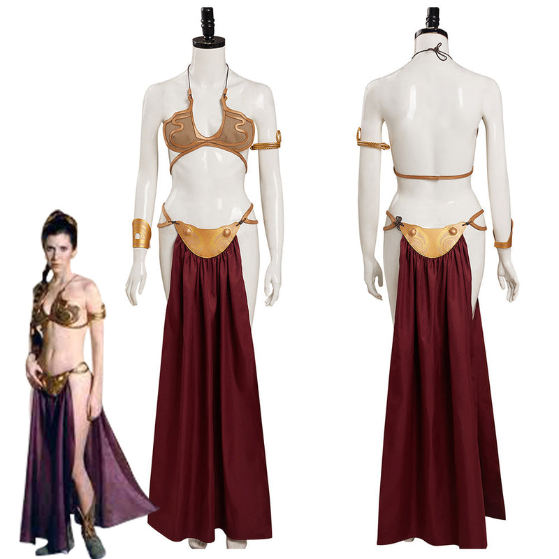 Star Wars：Return of the Jedi Leia Cosplay Costume Slave Leia Metal Bikini Outfits Halloween Carnival Suit