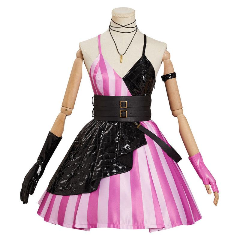 LoL Jinx Original Design Cosplay Costume Goth Lolita Dress Outfits