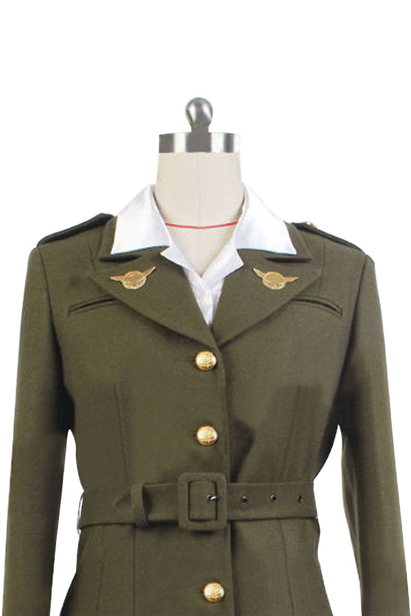 Captain America: The First Avenger Agent Peggy Carter Suit Cosplay Costume Version Green