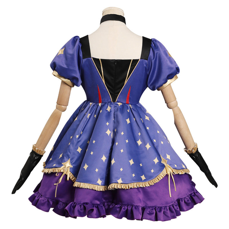 Genshin Impact Mona Cosplay Costume Witch Dress Hat Outfits Halloween Carnival Suit