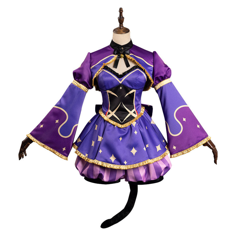 Genshin Impact Mona Alice in Wonderland Cosplay Costume Original Design Cheshire Cat Dress Outfits Halloween Carnival Suit