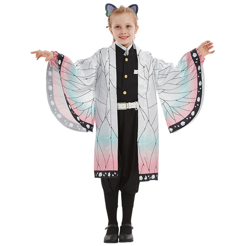 Kids Children Demon Slayer: Kimetsu no Yaiba Kochou Shinobu Full Set Cosplay Costume Halloween Carnival Suit