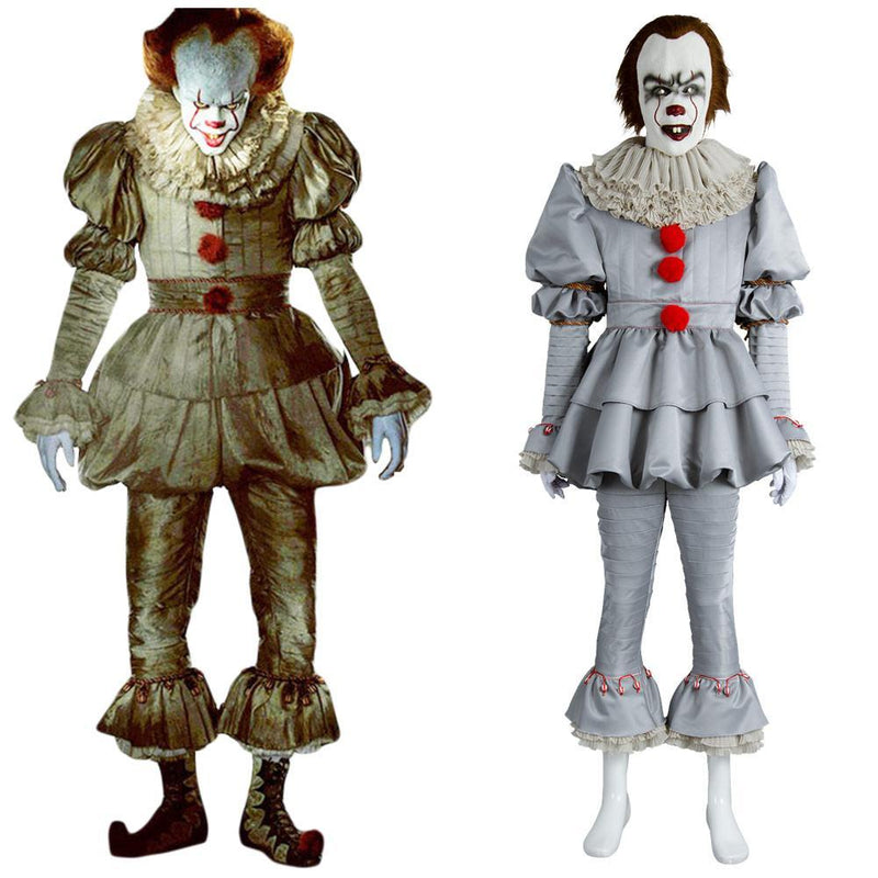 IT Movie Pennywise The Clown Outfit Suit Halloween Cosplay Costume for Males Females