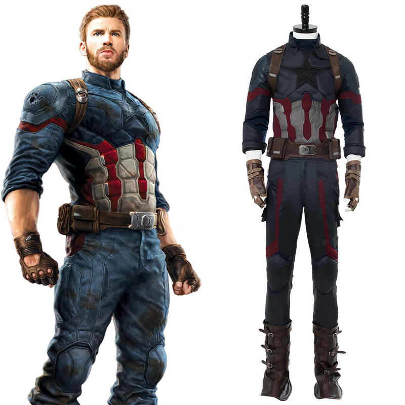 Avengers 3 : Infinity War Captain America Steven Rogers Outfit Uniform Suit Cosplay Costume NEW