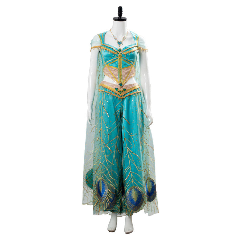 Adult Aladdin Naomi Scott Princess Jasmine Peacock Outfit Cosplay Costume