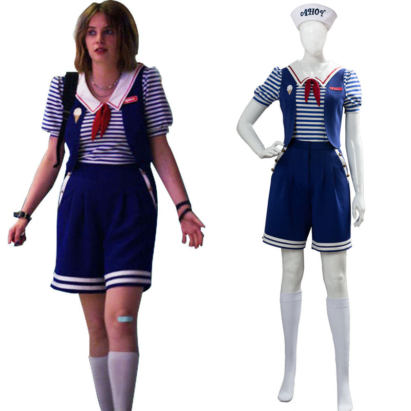 Stranger Things 3 Scoops Ahoy Steve Harrington Robin Cosplay Costume Adult and Child