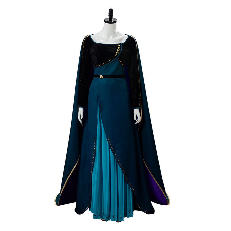 Frozen 2 Queen Anna Coronation Gown Dark Green Dress Cosplay Costume