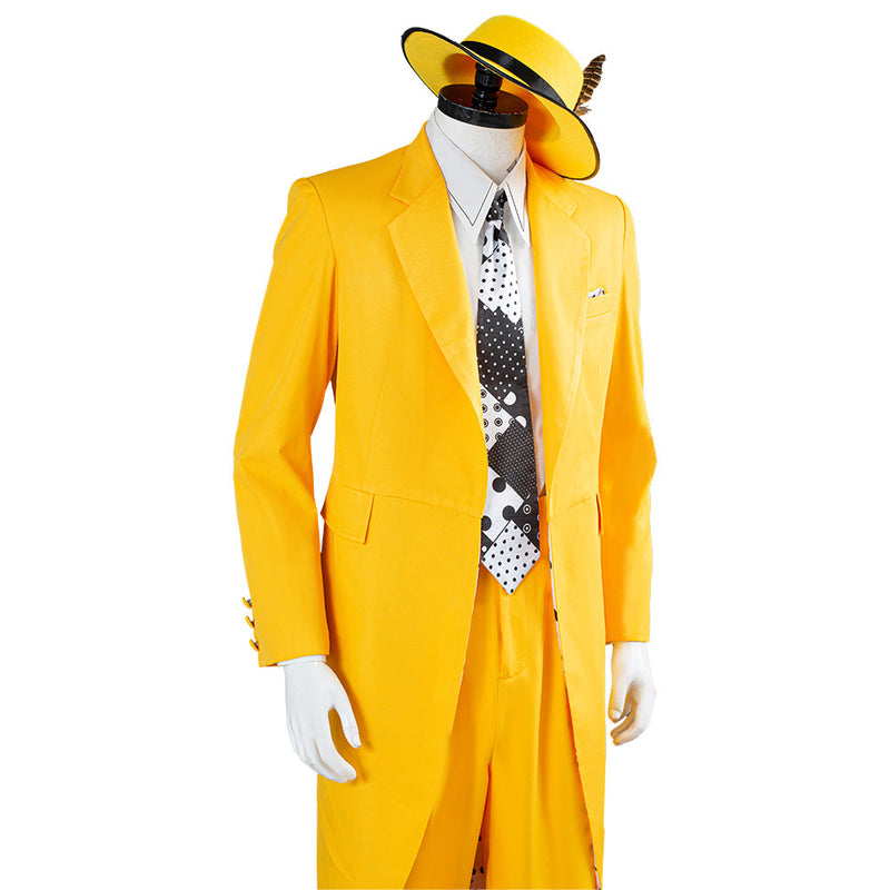 The Mask Jim Carrey Yellow Suit Men Uniform Outfit Halloween Carnival Costume Cosplay Costume