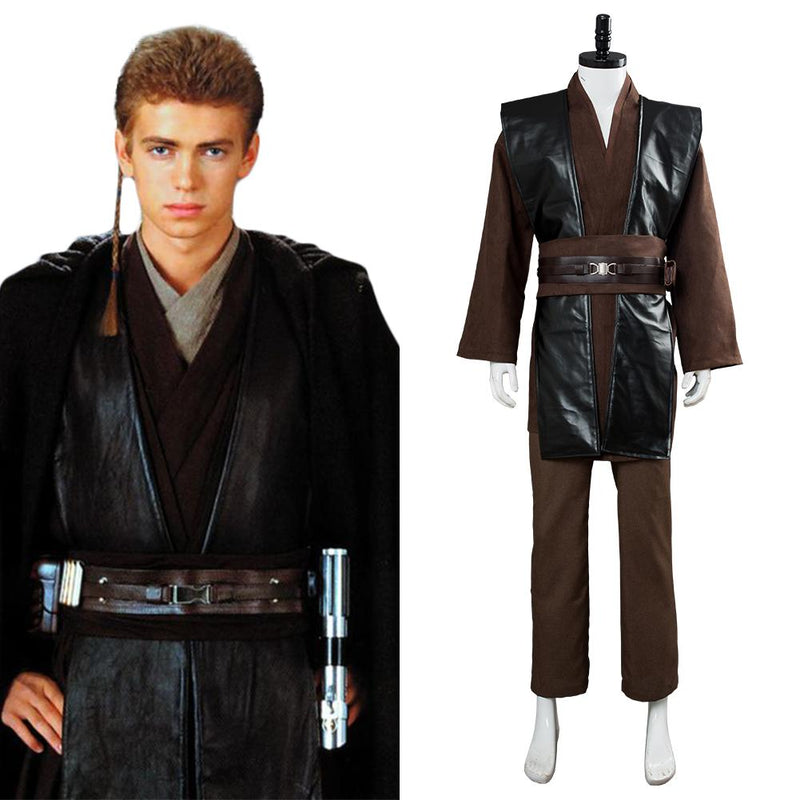 Star Wars Mens Jedi Anakin Skywalker Cosplay Costume Knight Tunic Uniform Brown Vision