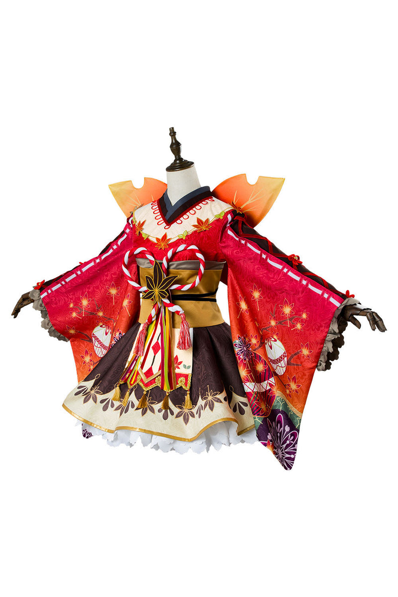 Love Live ! Hanamaru Kunikida Aqours Maple Leafs Ver Kimono Cosplay Costume