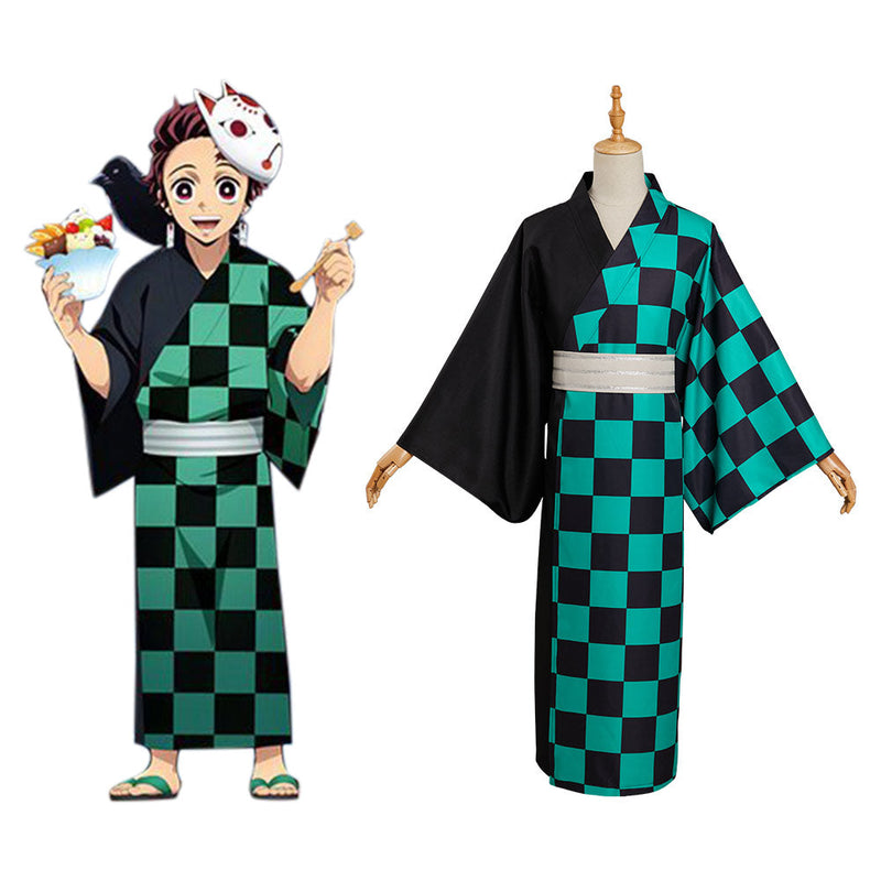 Demon Slayer Kamado Tanjirou Summer Kimono Outfits Halloween Carnival Suit