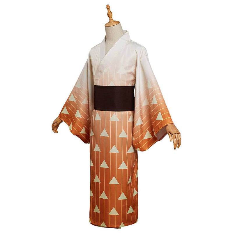 Demon Slayer Agatsuma Zenitsu Cosplay Costume Kimono Outfits Halloween Carnival Suit