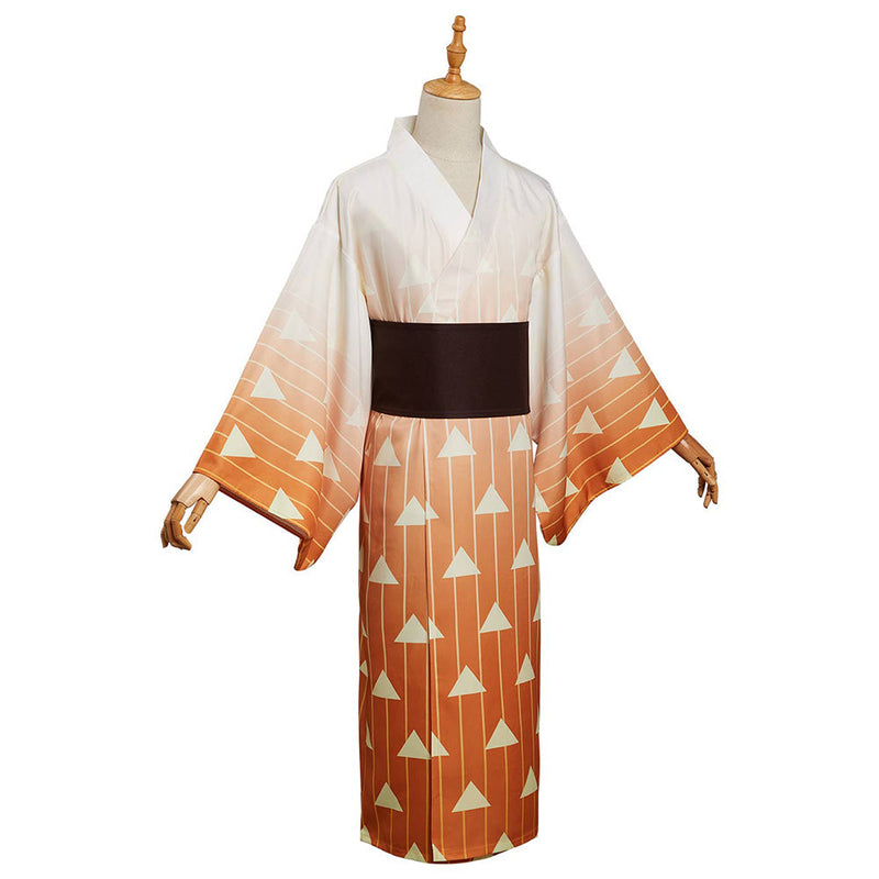 Demon Slayer Agatsuma Zenitsu Cosplay Costume Kimono Outfits Halloween Carnival Suit