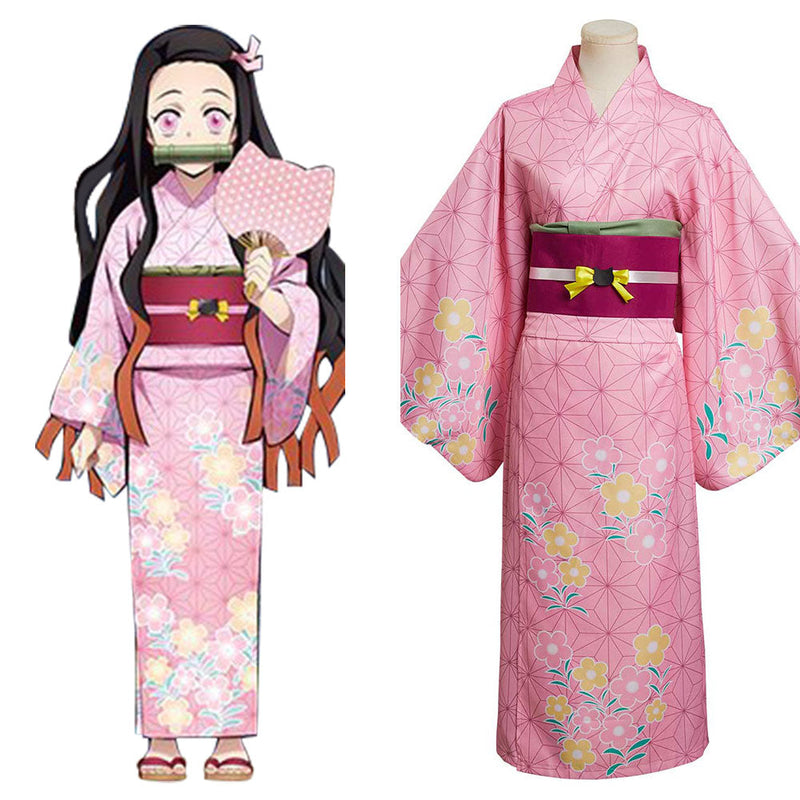 Demon Slayer Kamado Nezuko Cosplay Costume Summer Kimono Outfits Halloween Carnival Suit