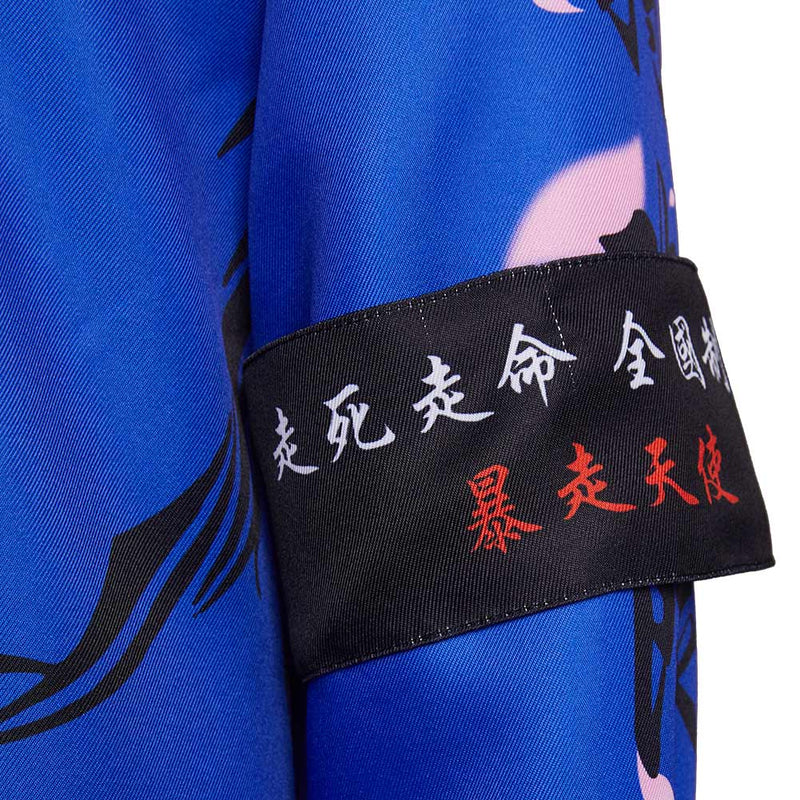 Japanese Bosozoku Kimono Cosplay Costume Blue Coat Pants Outfits Halloween Carnival Suit