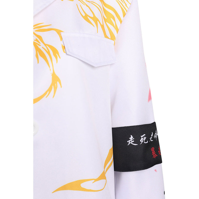 Japanese Bosozoku Kimono Cosplay Costume White Coat Pants Outfits Halloween Carnival Suit