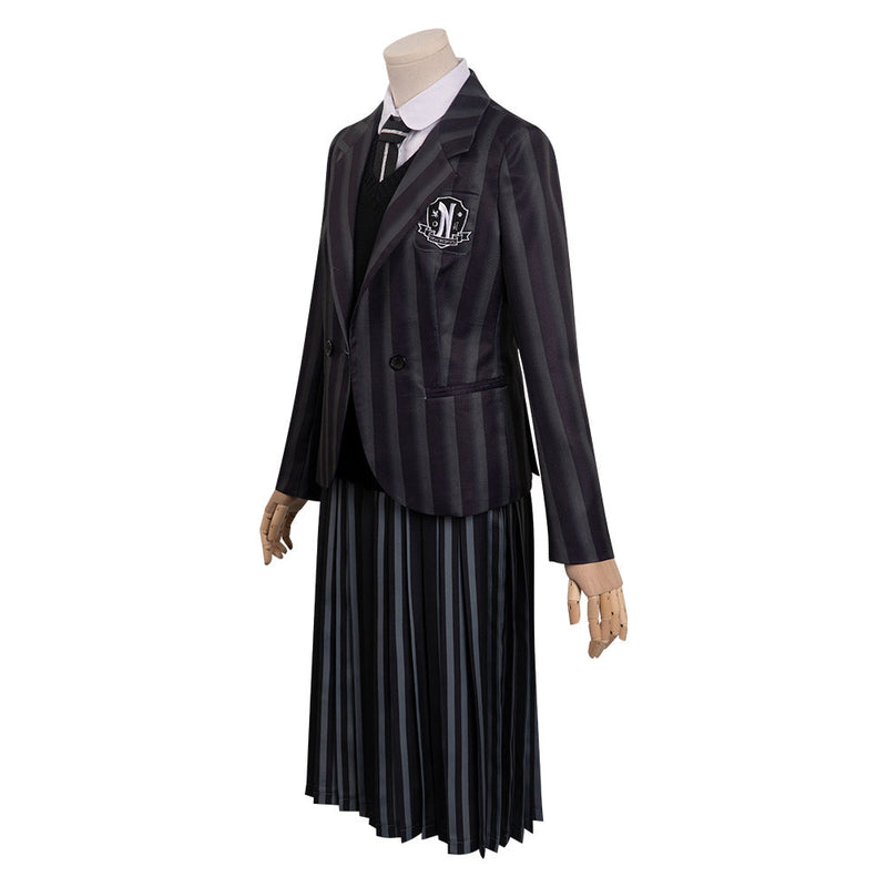 Kids Children Wednesday Addams Cosplay Costume Outfits Halloween Carnival Party Suit