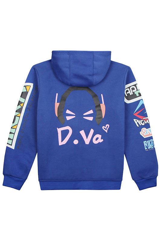 Overwatch D.va Song hana fleece zip-up Hoodie hooded Sweatshirt Blue