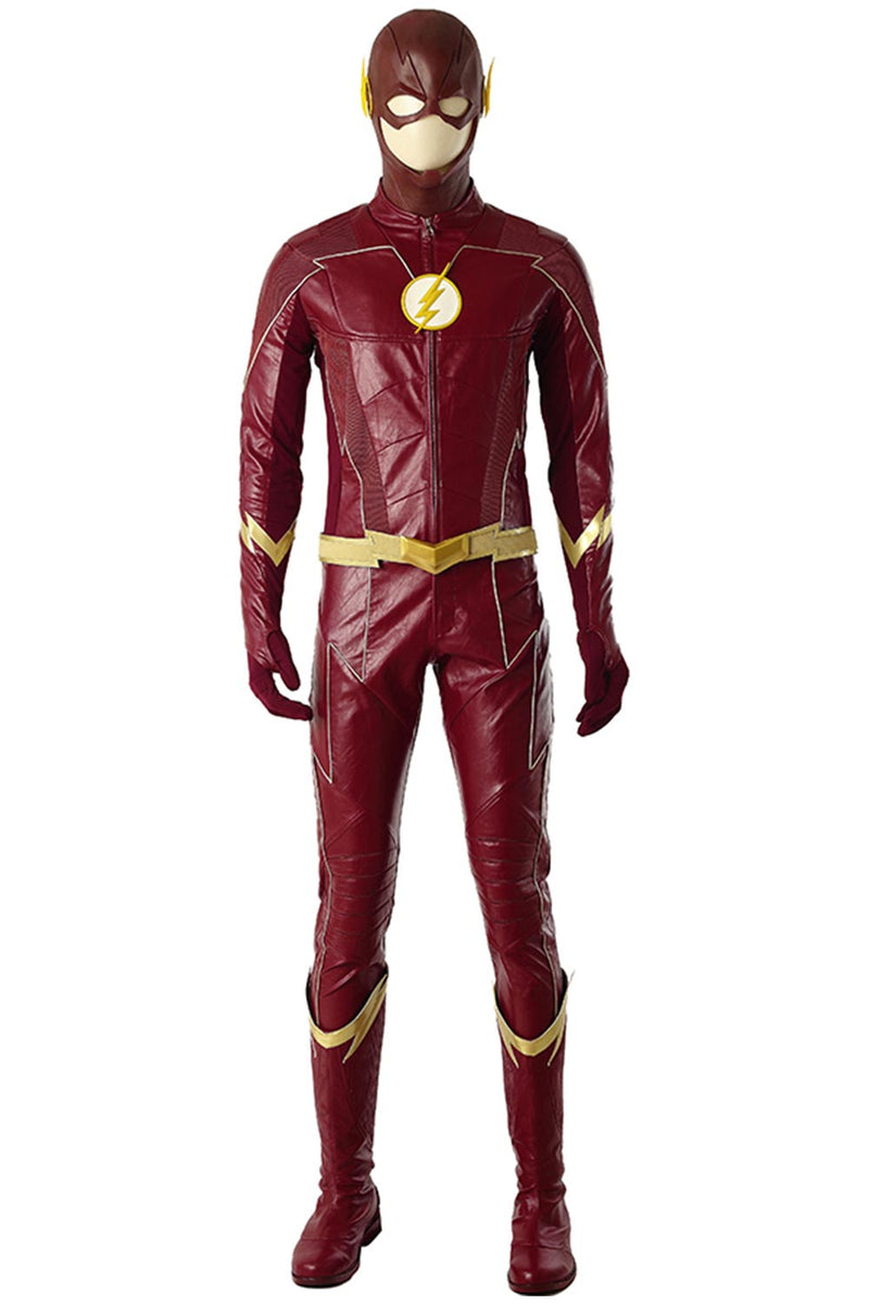 The Flash Season 4 Barry Allen Flash Outfit jumpsuit uniform Cosplay Costume+shoes whole set