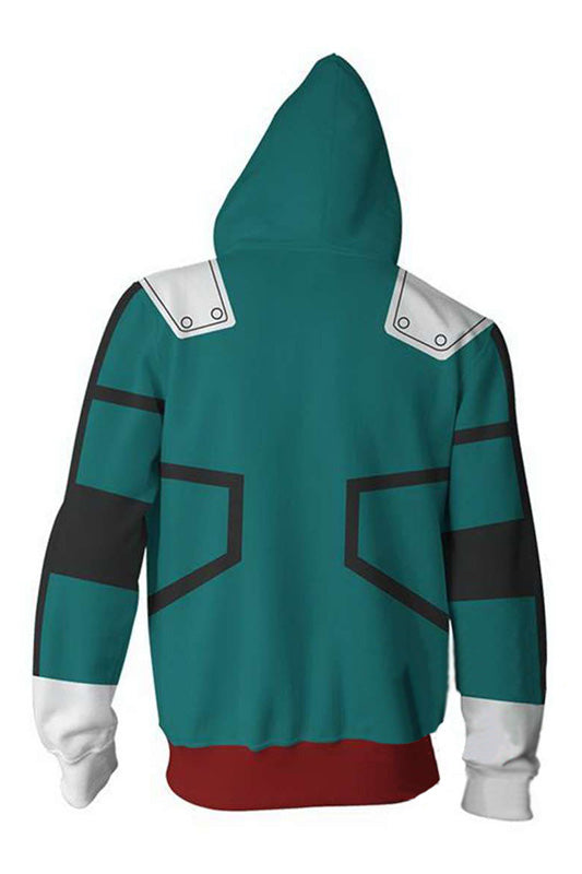 My Hero Academia Hoodie Boku no Hero Izuku Midoriya Deku Zip Up Sweatshirt Unisex