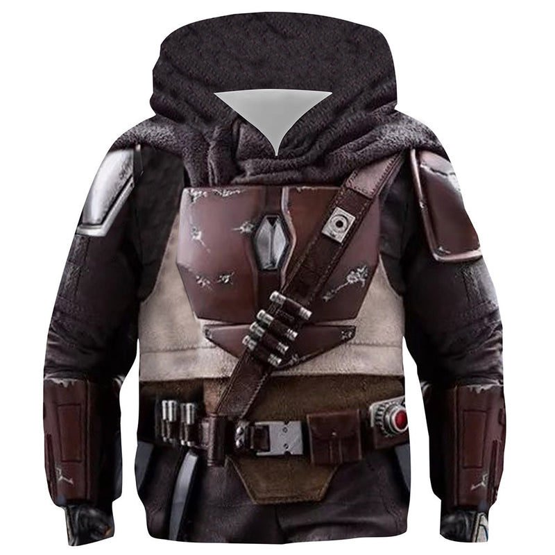 Kids Star Wars Hoodie The Mandalorian Cosplay Hooded Pullover Sweatshirt Cosplay Costume