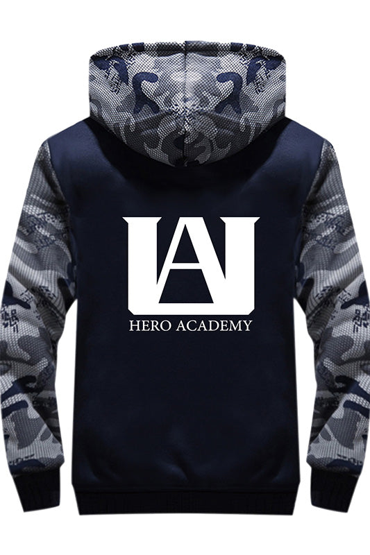 Teen Hoodie My Hero Academia Pattern Thick Fleece Camouflage Winter Hoodie