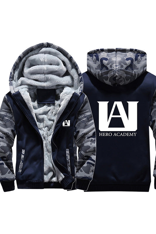 Teen Hoodie My Hero Academia Pattern Thick Fleece Camouflage Winter Hoodie