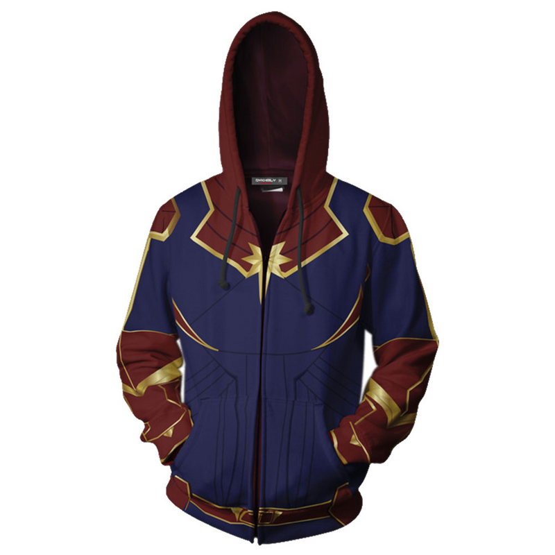 Teen Zip-Up Hoodie Avengers 4 Captain Marvel Carol Danvers 3D Sweatshirt