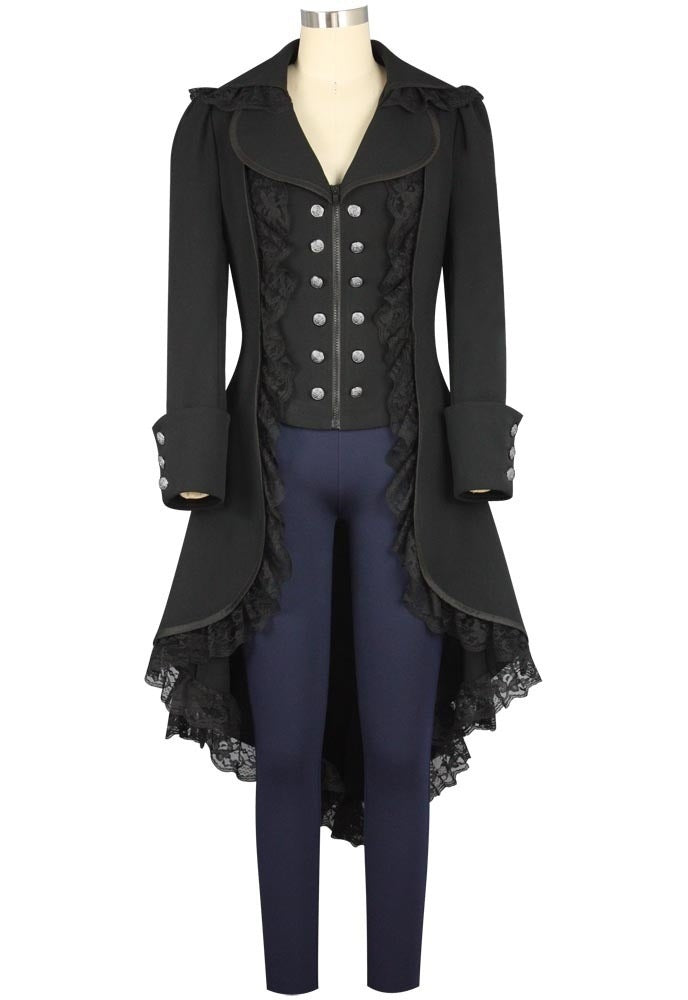 Steampunk Black Tailcoat Victorian Gothic Cosplay Costume Female Ver.