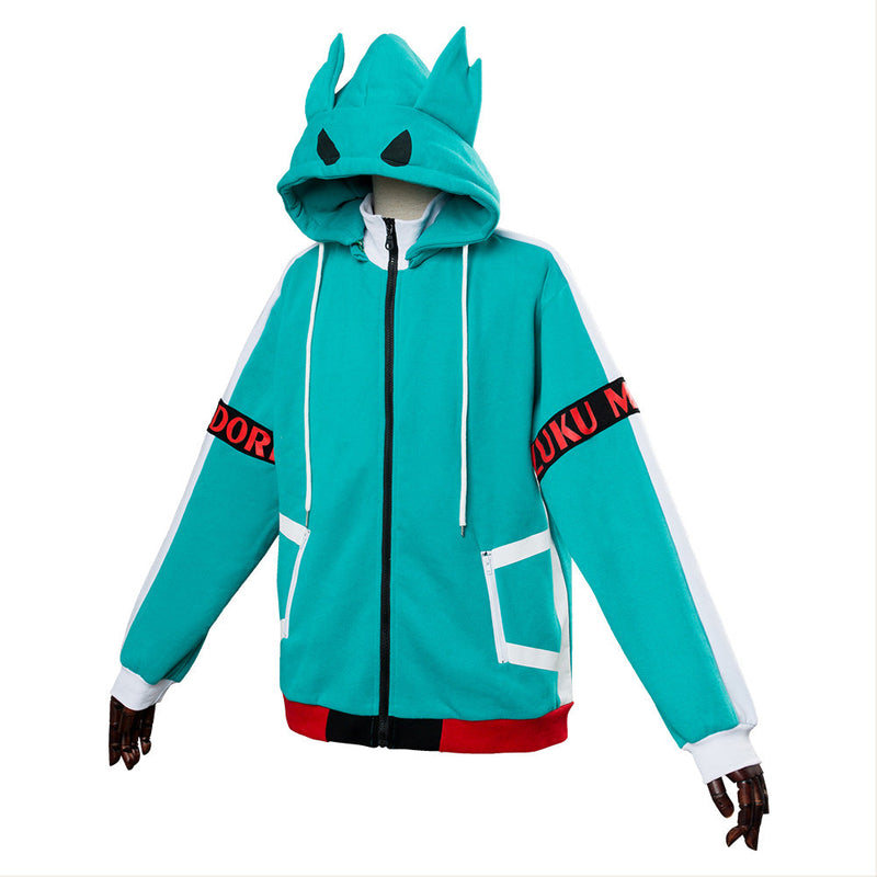 Teen Hoodie My Hero Academia Boku no Hero Izuku Midoriya Deku Zip Up Sweatshirt Unisex