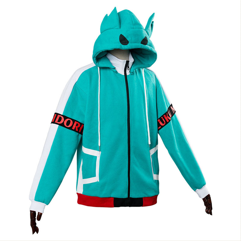 Teen Hoodie My Hero Academia Boku no Hero Izuku Midoriya Deku Zip Up Sweatshirt Unisex