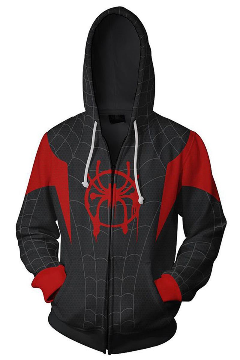 Unisex Adult Hoodie Miles Morales Spider-Man 3D Printed Zip Up Hooded Sweatshirt