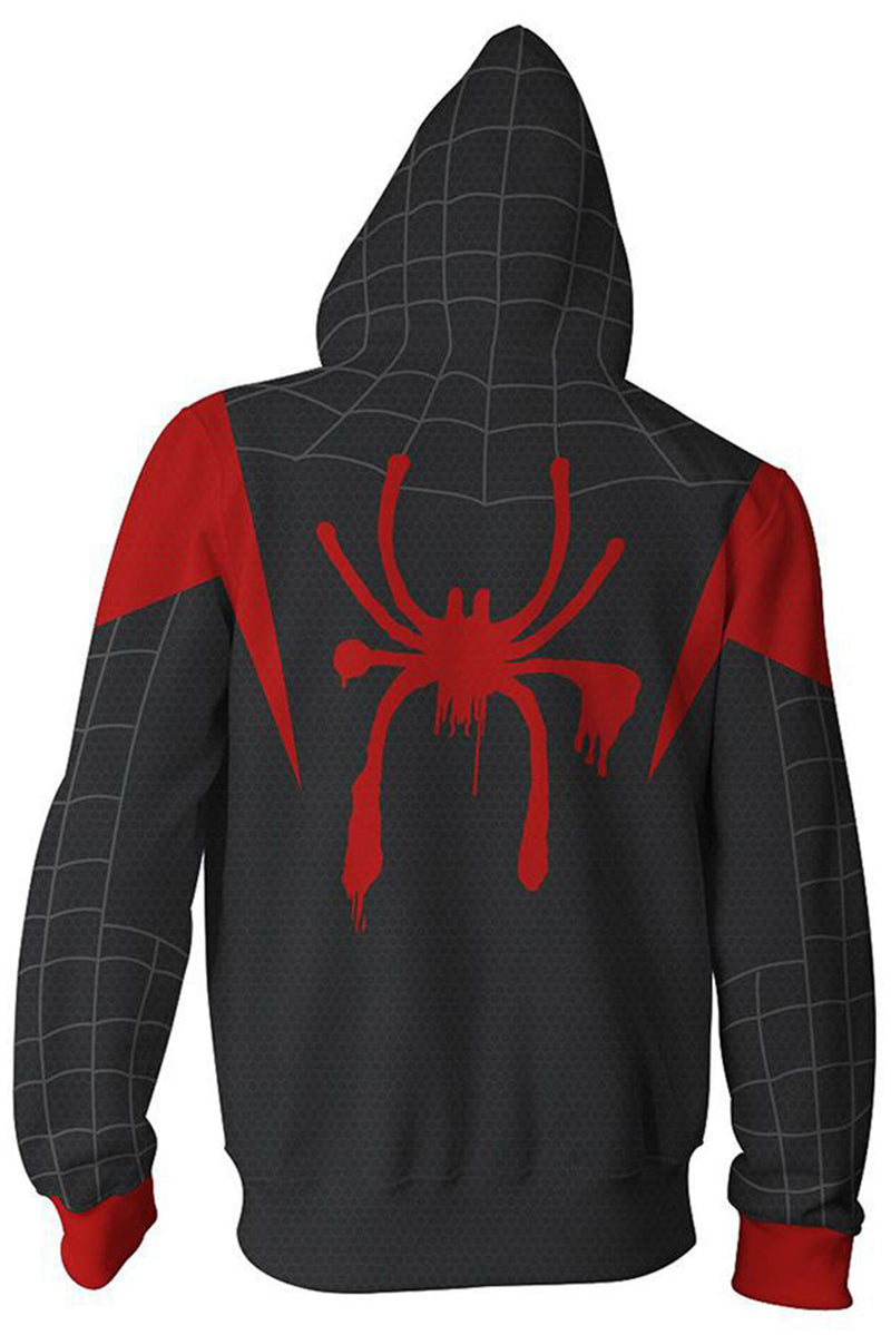 Unisex Adult Hoodie Miles Morales Spider-Man 3D Printed Zip Up Hooded Sweatshirt