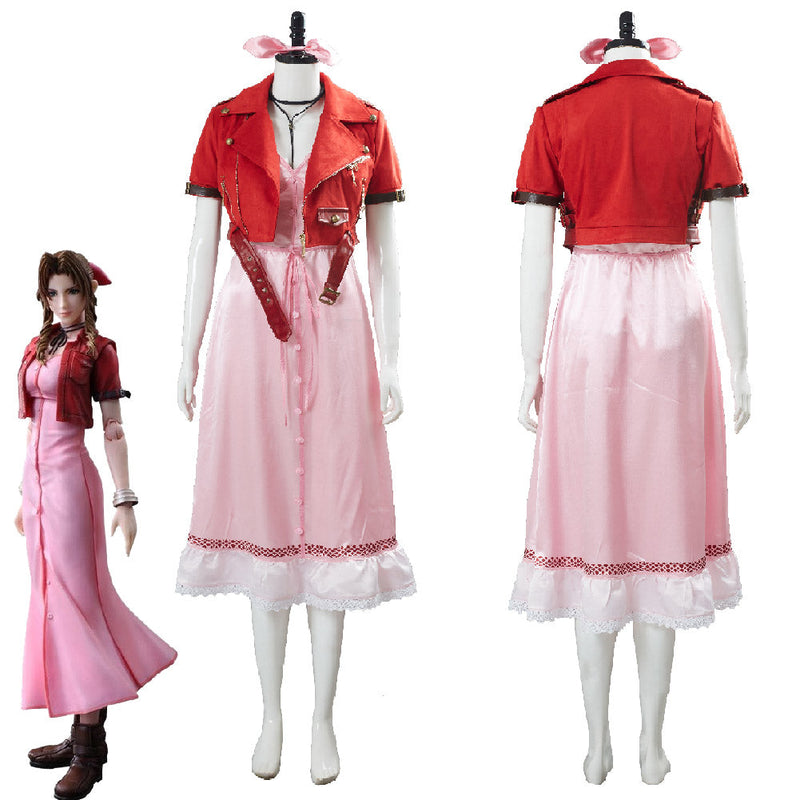 Final Fantasy VII 7 Aeris Aerith Gainsborough Pink Dress Outfit Cosplay Costume