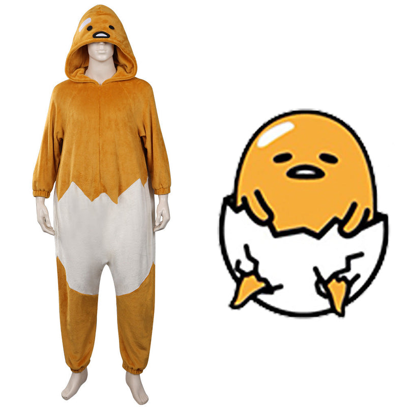 Gudetama: An Eggcellent Adventure Gudetama Cosplay Costume Jumpsuit Sleepwear Onesies Pajamas Outfits