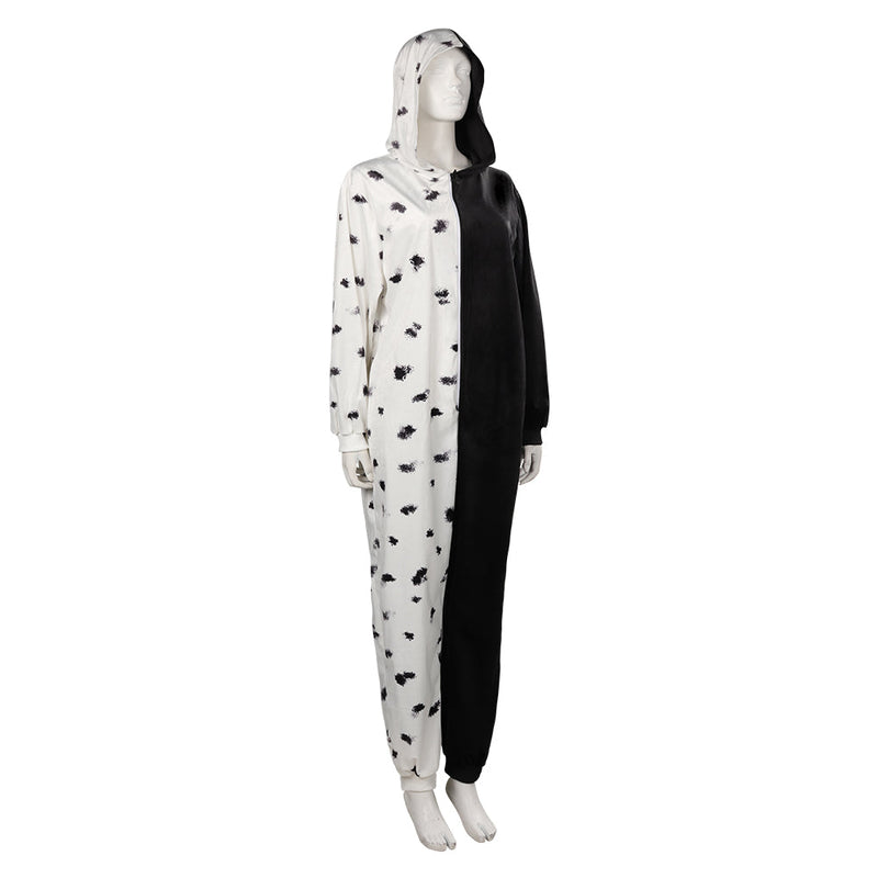 Cruella Cosplay Costume Sleepwear Jumpsuit Pajams Outfits Halloween Carnival Suit