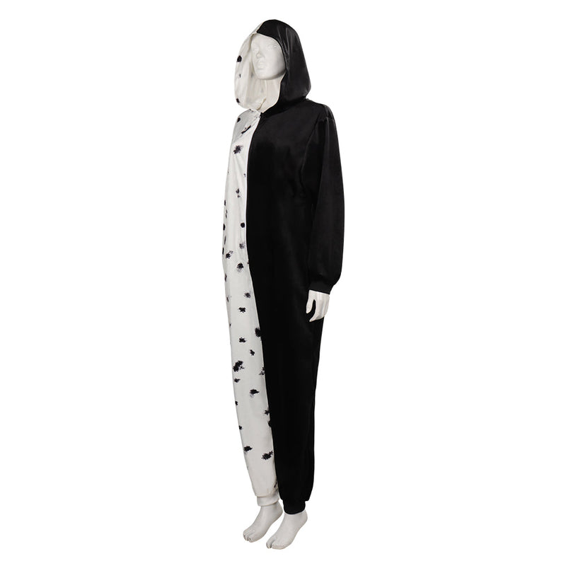 Cruella Cosplay Costume Sleepwear Jumpsuit Pajams Outfits Halloween Carnival Suit