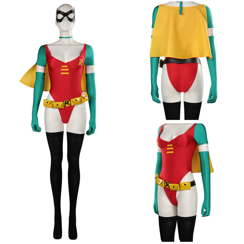 Woman Robin Cosplay Costume Sexy Junpsuit Cloak Outfits Halloween Carnival Suit