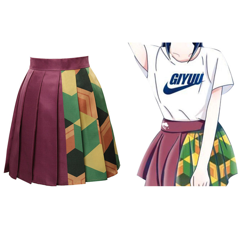 Demon Slayer Tomioka Giyuu Cosplay Costume Pleated Skirt Halloween Carnival Suit