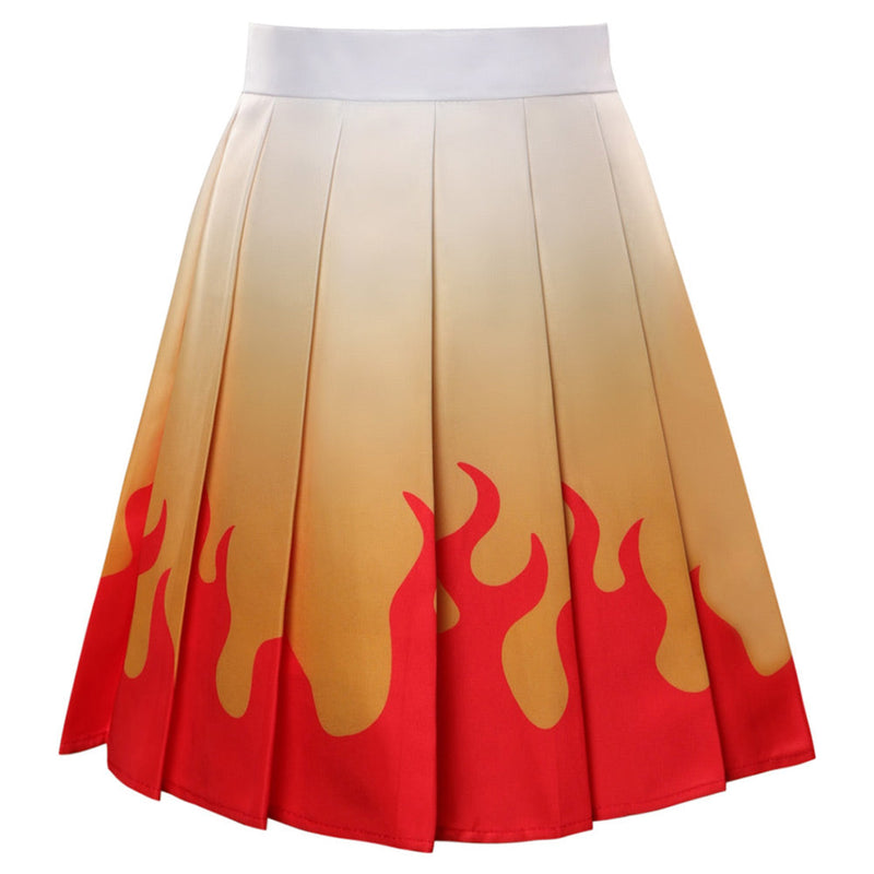 Demon Slayer Rengoku Kyoujurou Cosplay Costume Pleated Skirt Halloween Carnival Suit