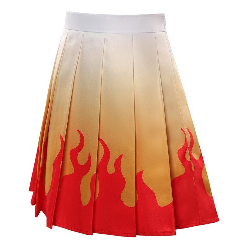 Demon Slayer Rengoku Kyoujurou Cosplay Costume Pleated Skirt Halloween Carnival Suit