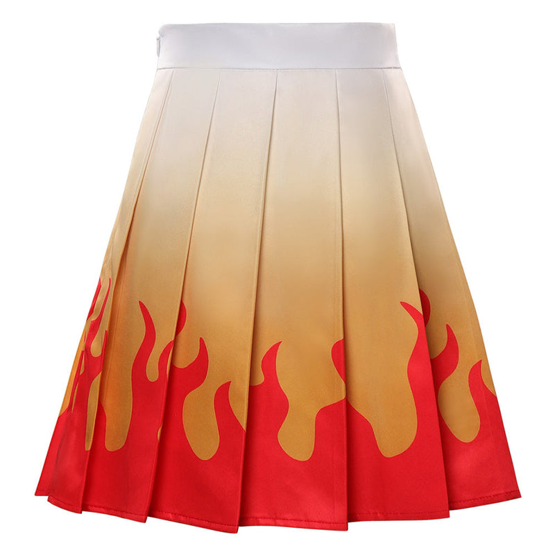 Demon Slayer Rengoku Kyoujurou Cosplay Costume Pleated Skirt Halloween Carnival Suit