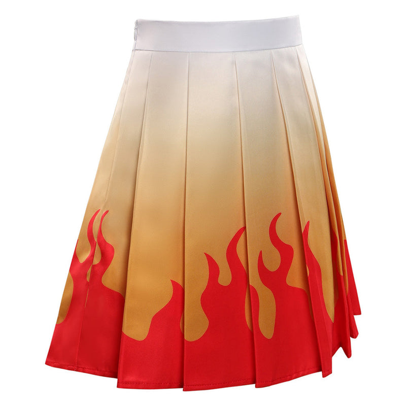 Demon Slayer Rengoku Kyoujurou Cosplay Costume Pleated Skirt Halloween Carnival Suit