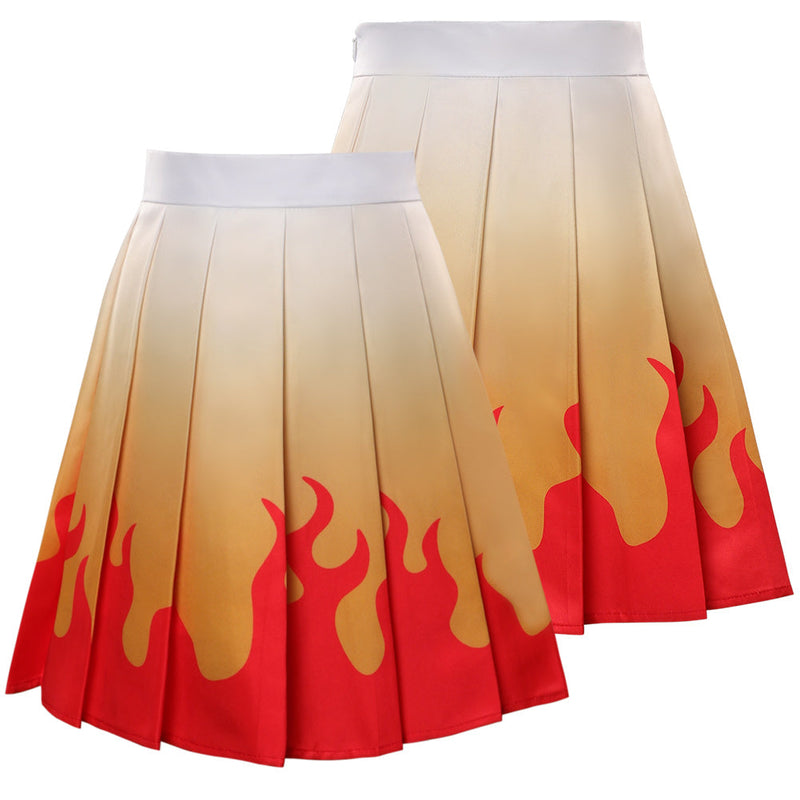 Demon Slayer Rengoku Kyoujurou Cosplay Costume Pleated Skirt Halloween Carnival Suit